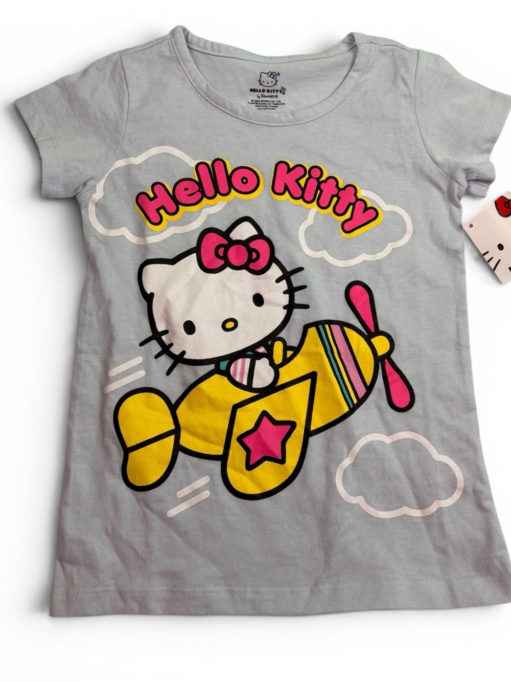 Hello Kitty Graphic Tee - blue, pink, Yellow Plane nwt